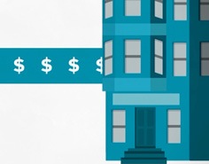 5 ways using email media can drive sales success. #justsaying 12 A graphic of a blue multi-storey building with a blue banner of repeated dollar signs extending away from it.