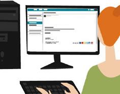 7 ways to create business opportunities using your email signature 8 A graphic of a woman working at a desktop computer, with an email interface on the screen.