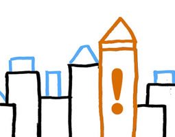 Don't get clicked out of the market 4 A line drawing of buildings, one with an exclamation mark in the centre.