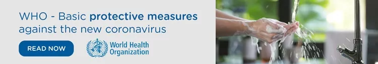 crisis-management-email-signatures-rocketseed-who An email banner with the message "WHO - Basic protective measures against the new coronavirus" above a "READ NOW" button and the WHO logo, next to a photo of a person washing their hands.