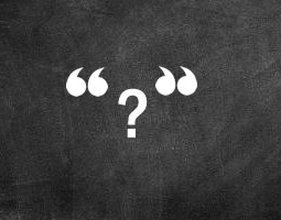 To quote, or not to quote? That is the email signature question... 15 A white question mark in quotation marks over a textured blackboard background.