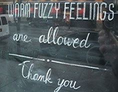 I Want That “Fuzzy Marketing” Feeling … 11 A chalkboard with the text "WARM FUZZY FEELINGS are allowed Thank you".