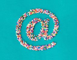 Is email beauty only screen-deep? 4 The 'at' symbol made from hundreds-and-thousands sprinkles on a turquoise background.