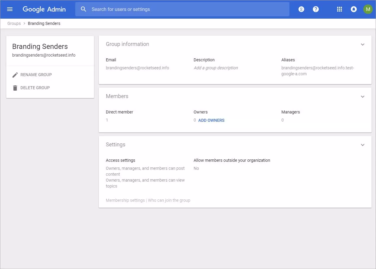 step 13 A screenshot of a page titled Branding Senders on the Google Admin console.