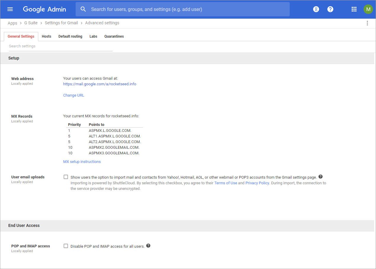 step 7 A screenshot of the Google Admin Advanced Settings window, with the General Settings tab selected.