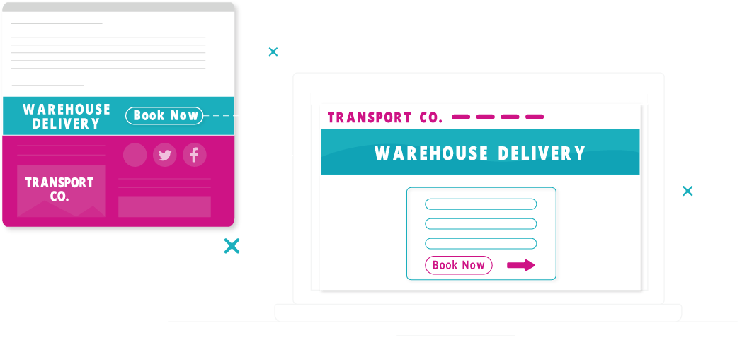 Maximise contract value A graphic depicting an interactive email banner leading to a web page for warehouse delivery.