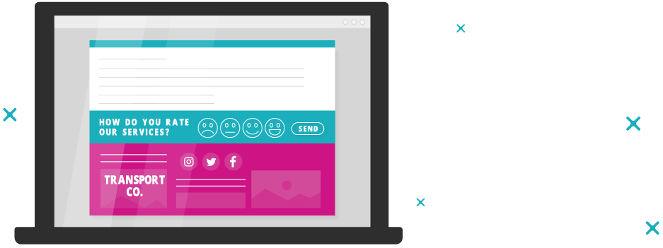 Boost your online reputation A graphic depicting a customer satisfaction survey on a screen.