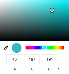 Editor.fw A colour picker tool showing a turquoise blue selected.