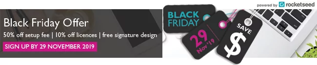 Email signature banner example_promotional Good example of a black Friday email signature banner
