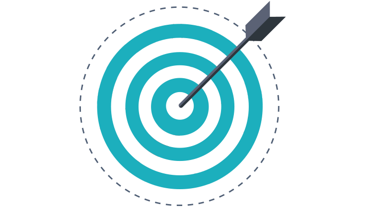 Meet business objections with email signatures Graphic of an arrow in the centre of a target.