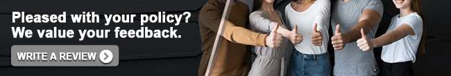Serview Review email banner An email banner with the message "Pleased with your policy? We value your feedback" and a "WRITE A REVIEW" button, next to a photo of a group of people giving thumbs ups.