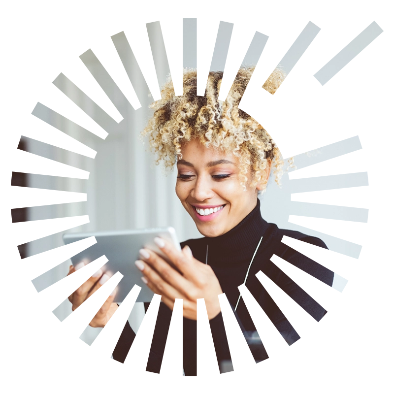 Marketing Executive Lady holding a tablet